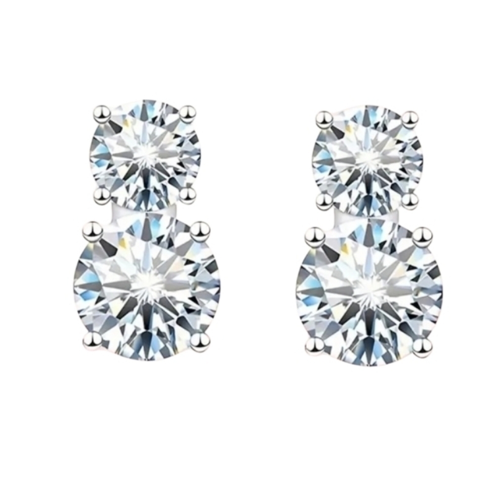 Moissanite Diamond Silver Earrings 1.5 CT